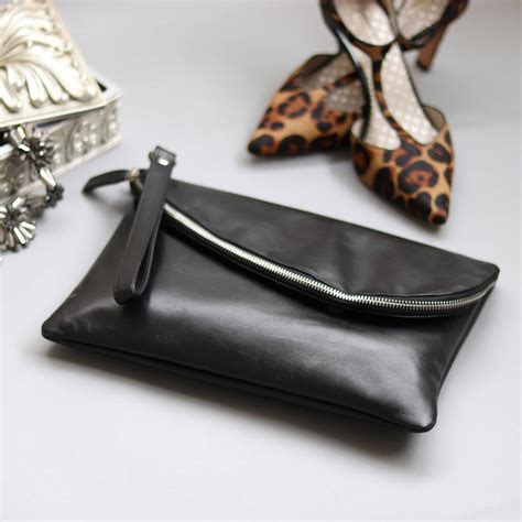 Black Leather Clutch Bag 